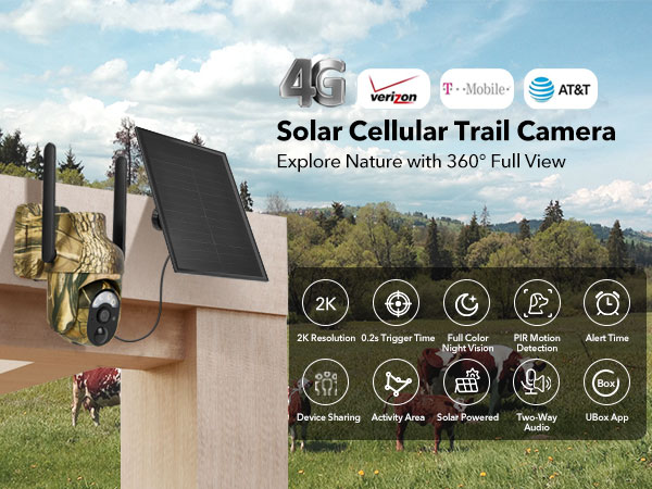 360° Full View Game camera.2K solar trial camera