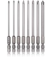 Mixiflor 8 Pcs Phillips Screwdriver Bit Set,1/4 Inch Hex Shank 4 Inch Long S2 Steel with Magnetic...