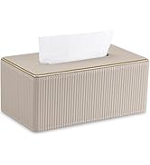 GORESE Rectangular Tissue Box Cover, PU Leather Kleenexs Box Cover, Rectangle Decorative Tissue B...