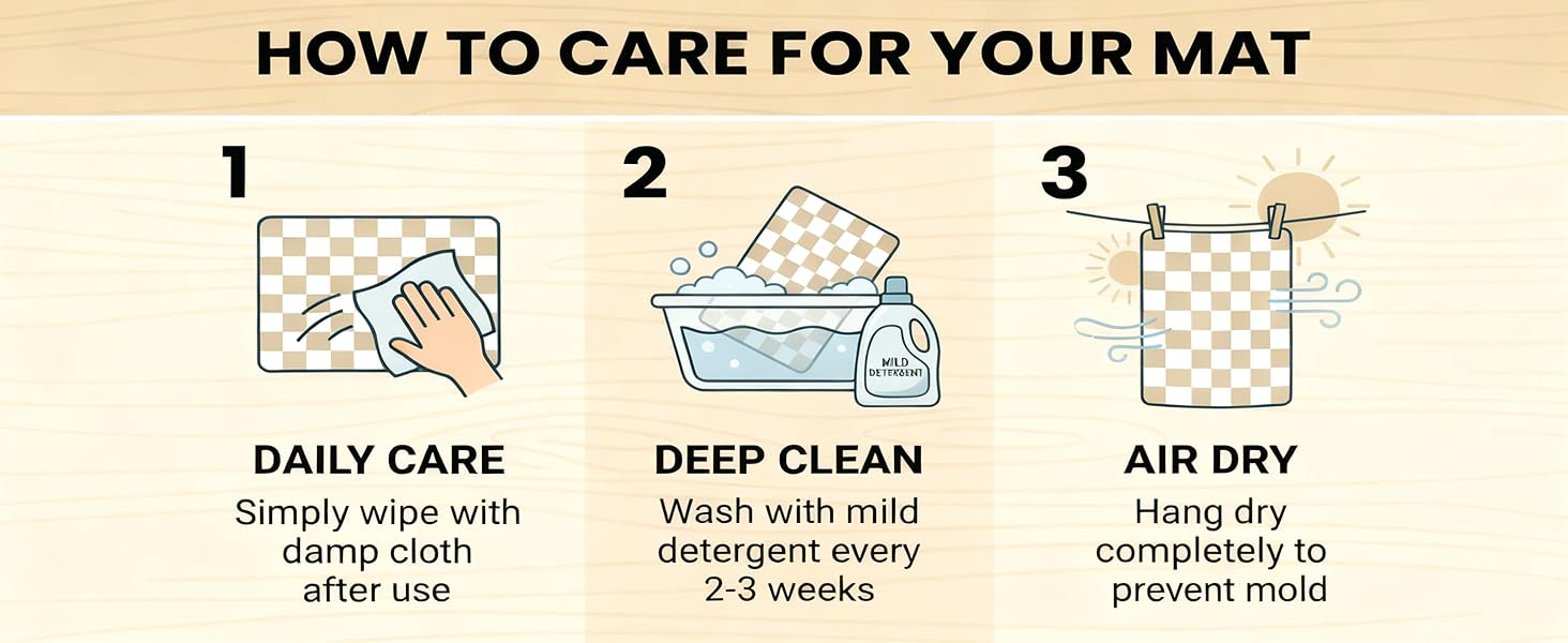 Clean instructions: wipe for daily clean, wash with mild detergent every 2-3 weeks