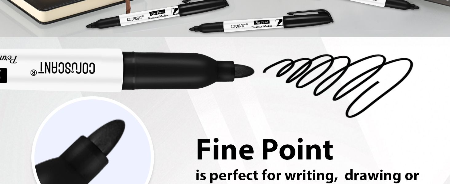 black fine tip permanent marker