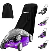 Lawn Mower Cover, Universal Fit Push Mower Cover for Outdoor Waterproof UV Protection with Drawst...