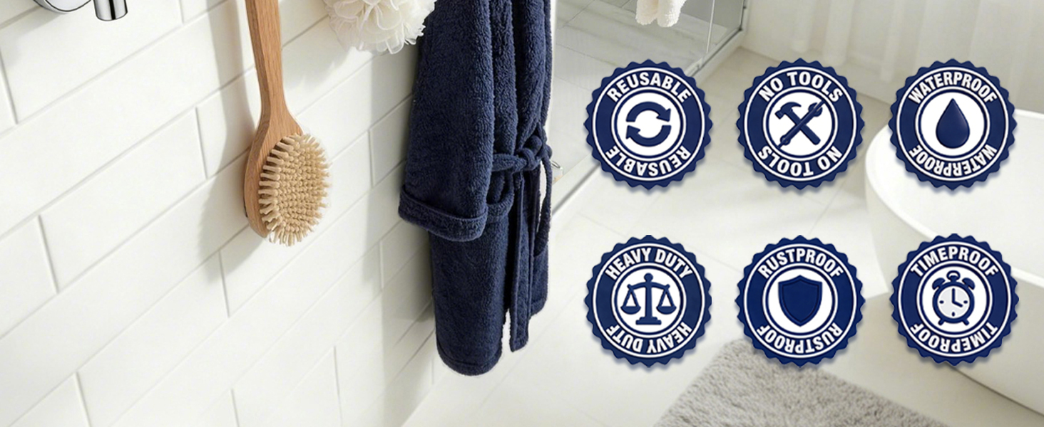 waterproof shower hooks suction cup towel holder for bathroom wall tile mirror door window glass