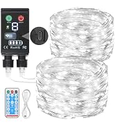 Lakumu 2-in-1 Fairy Lights Battery Operated, 200 LED String Lights with Remote & Timer, 66FT(2×33...