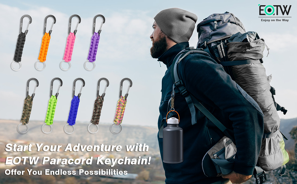 Paracord Keychain Hanging on Backpack