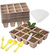 Delphinus 12 Packs Seedling Starter Trays 144 Cells, Seed Starter Trays Planting for Seedlings Bi...