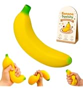 Banana Squishy Stress Relief Fidget Toy PU Foam for Adults Relaxation | Squishy Banana 7 Inch Slo...