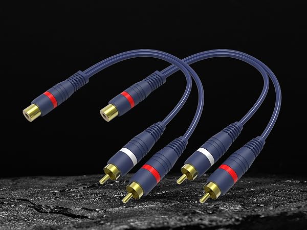 1 Male to 2 Female RCA Splitter Cable