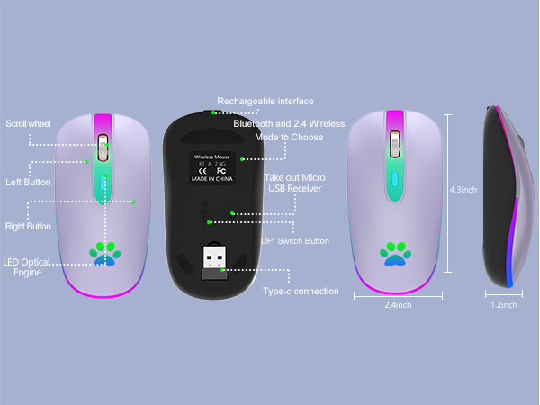 wireless mouse bluetooth usb c Mouse wireless mouse for laptop computer mouse