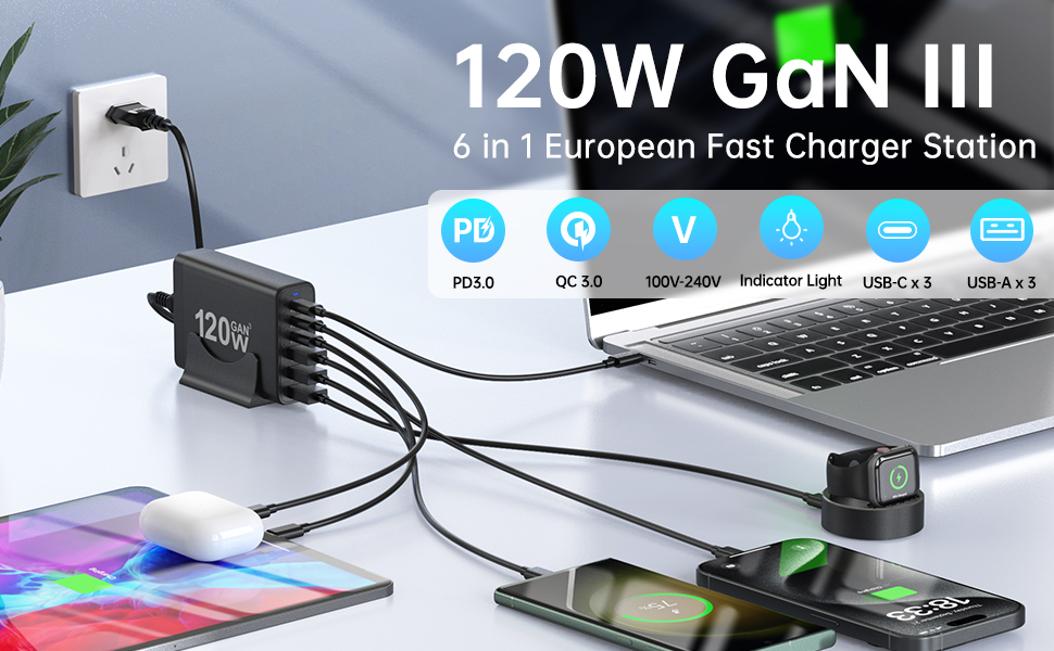 European phone charger hub