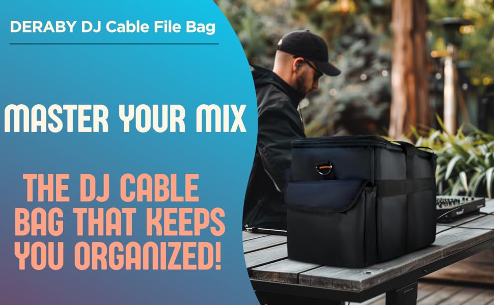 DJ Cable File Bag Detachable Dividers Padded Bottom Travel Gig Organizer Gear Sound Equipment Laptop
