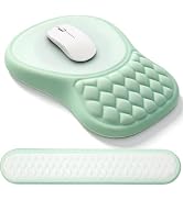 Luvzuni Mouse Pad Keyboard Wrist Rest Set, Green | Durable Thick Memory Foam, Non Slip Base, Soft...
