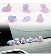 YGMONER Mini Hippopotamus Car Dashboard Figurines Set of 6 Cute 1inch Hippo Car Decorations