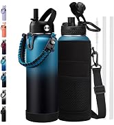 Insulated Water Bottle 40 oz - Keep Cold 48H & Hot-24H, Metal Water Bottle with Straw & Auto Spou...