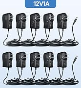 10PCS 10ft Long DC 12V 1A 1000mA Power Supply Adapter, 12W AC to DC Adapter Cord for LED Strip Li...