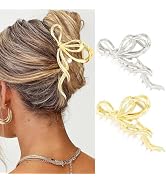 Banatra Bow Hair Clip Claws Gold Metal Hair Claw Clips Pearl Hair Claws Nonslip Stylish Hair Acce...
