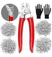Ruibapa 500 PCS Hog Rings with Bent Hog Ring Pliers Kit 1" 3/4" 1/2" 3/8 "Galvanized Hog Rings fo...