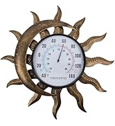 Vewogift 14'' Sun-Moon Outdoor Thermometer, Metal Wall Thermometer No Need Battery, Decorative In...