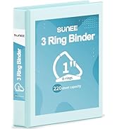 SUNEE 3 Ring Binder 1 Inch D Ring, Clear View Binder Three Ring PVC-Free (Fit 8.5x11 Inches) for ...