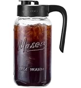 Spreccio Mason Jar Pitcher - Airtight & Leakproof Glass Pitcher with Lid, Perfect for Breastmilk,...