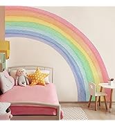 funlife Fabric Large Rainbow Wall Mural Stickers Peel and Stick, Precut Giant Vibrant Half Waterc...