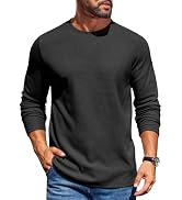 COOFANDY Mens Waffle Crewneck T Shirts Long Sleeve Casual Pullover Tees | Cloud-Soft Feel, Breath...