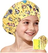 Years calm Satin Lined Shower Cap for Kids, Reusable Waterproof Hair Cap | Hair Protection & Wide...