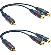 DteeDck RCA Splitter 1 Male 2 Female 2 Pack, RCA Y Splitter RCA Cable Audio Video Splitter Adapte...