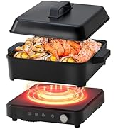 Olayks Portable Induction Cooktop 1500W with Grill Pan & Rack, Sensor Touch Hot Plate for Counter...