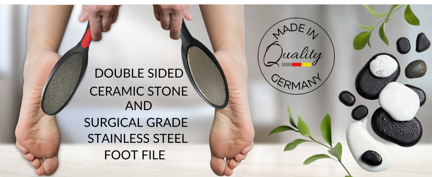 Ceramic stone and stainless steel foot file callus remover for feet