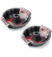 KITESSENSU 9 inch Non-Stick Cake Pans Set of 2, 12 Cups Premium Fluted Cake Pans for baking, Heav...