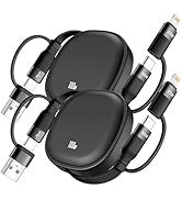 5 in1 Retractable USB Type C Cable 100W, 2Pack Multi Charging Cable 5A Fast Charging Cord USBC Ca...