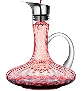 NORIMODA Hand Blown Wine Decanter, 60oz Large Red Wine Decanter With Aerator, Lead-free Striped G...