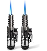 LcFun Torch Lighter 2 Pack Windproof Adjustable Single Jet Flame Butane Lighter Refillable Gas Li...