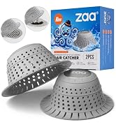 zaa Shower Drain Hair Catcher Bathtub Drain Cover Strainer Protector | 2-Pack Gray Collapsible Sh...