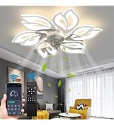 BESKETIE 25.6" Bladeless Ceiling Fan with Lights Remote Control, Modern Low Profile Ceiling Fans ...