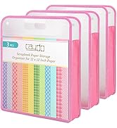 Caydo Scrapbook Paper Storage Organizer, Pink Expanding Paper Folio for 12 x 12 Sheets, Scrapbook...