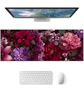 HOMETITUTE Dark Floral Art Large Mouse Pad Gaming Mousepad 31.5x11.8 Inch Non-Slip Keyboard Deskt...
