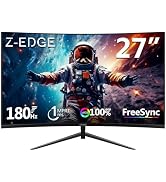 Z-Edge 27 inch Curved Gaming Monitor, FHD 1080P 180Hz 165Hz 144Hz Curved 1500R PC Monitor, MPRT 1...
