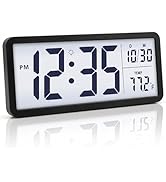 JoFomp 10.5" Large Digital Wall Clock Battery Operated with Backlight, LCD Display Desk Digital C...