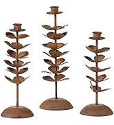 Taper Candle Holders Set of 3, Rustic Candlestick Holders Metal Candle Holder Antique Patina Fini...