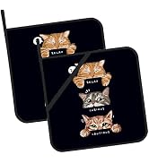 Cute Cats Mood Pot Holders 2 PCS for Kitchen, Heat Resistant Hot Pads for Cooking Grilling Baking...