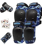 Simply Kids Knee and Elbow Pads with Wrist Guards, HardSoft Pad Tech. I CPSIA Certified Protectiv...