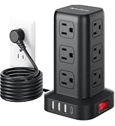 AnnTane Surge Protector Power Strip 6.5 FT Cord, Power Strip Tower with 4 USB Ports (1USB C), Ext...