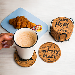cork coasters for drinks absorbent with holder wooden table gifts set funny coaster cup coffee cute