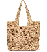 Straw Beach Bag, Women Tote Bag Woven Shoulder Bag, Handmade Large Summer Handbag Hobo Bag for Be...