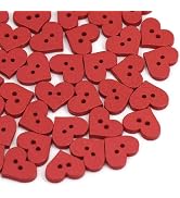 JJLFresheners 100 Red Heart Wooden Buttons (2 Holes, 0.6 Inches, Sewing Notions)