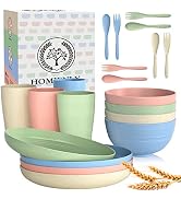 Wheat Straw Dinnerware Sets, 20pcs Dishes Dinnerware Sets Microwave and Dishwasher Safe, Lightwei...