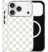 ZOEVEES Checkered Phone Case for iPhone 17 Pro Max, Compatible with MagSafe, Aesthetic Checkerboa...