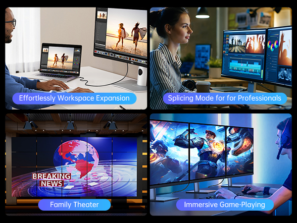 a collage of multiple monitors and a tv.